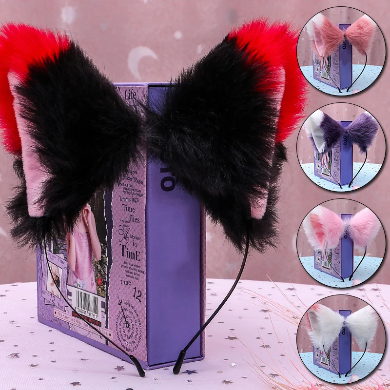 

Masquerade Halloween Fox Ears Hair Hoop Lolita Plush Faux Fur Hairband Headwear Cos Cartoon Fox Ear Headband Hair Accessories