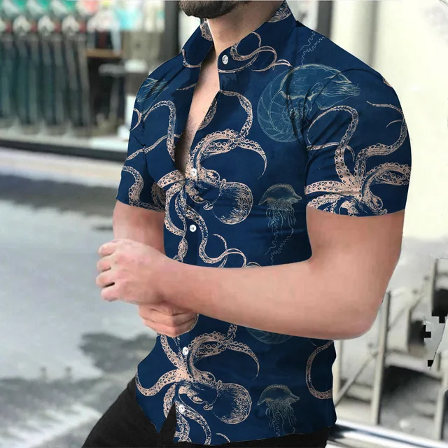 men's shirt with octopus print