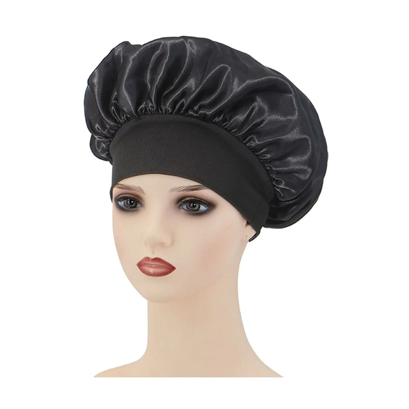 Satin Night Hair Cap Women's Solid Sleeping Hat Sleep Care Bonnet Nightcap For Curly Hair Protection Women Unisex Cap night hair cap