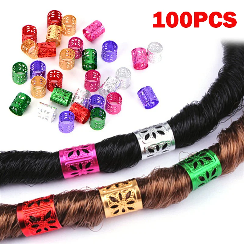 Hair Accessory Jewelry Accessories 100Pcs Dreadlocks Beads Hair Braid Rings Clips Dread Locks Hair Braiding Metal Cuffs Rings