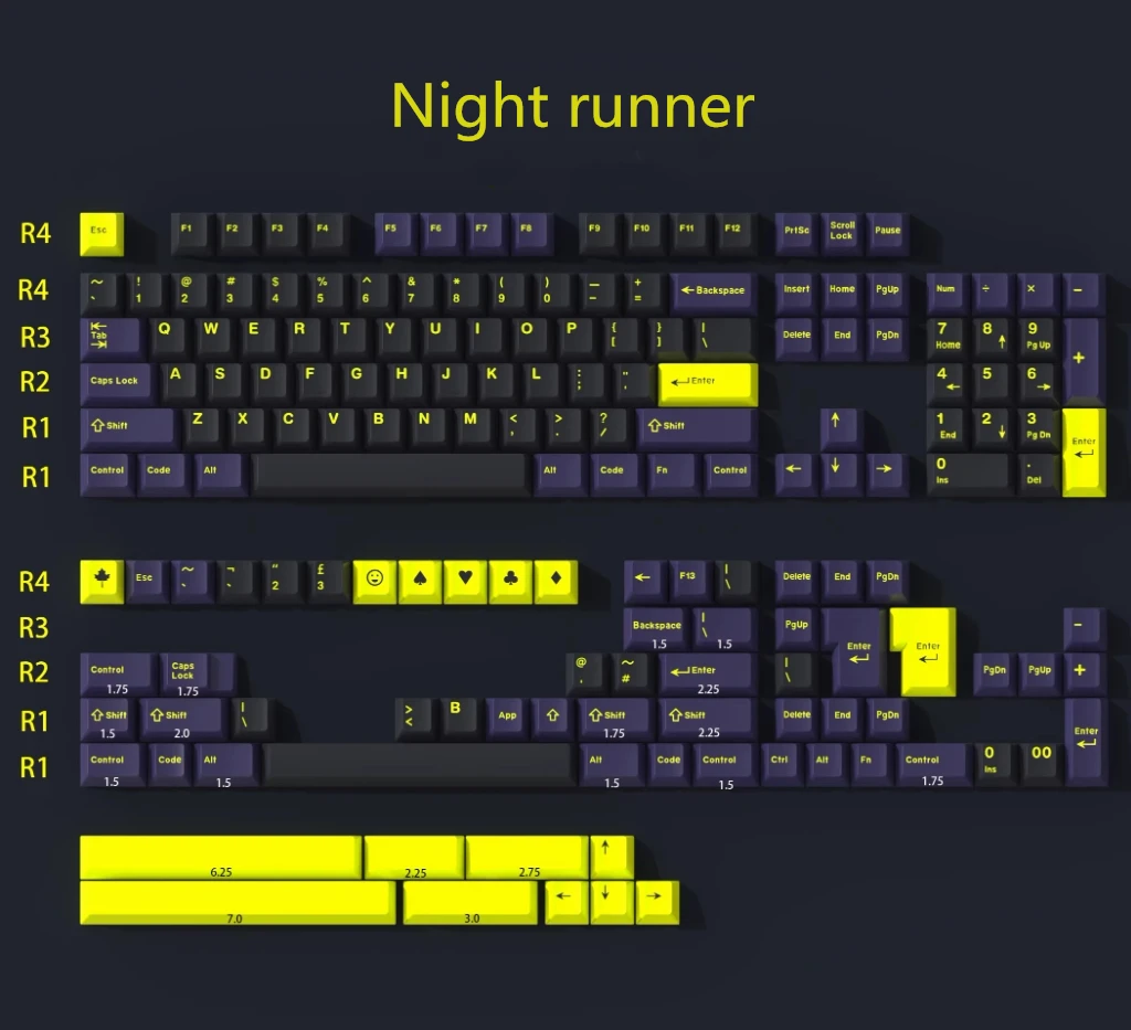 Teclas Conjunto Gmk Night Runner Teclas Abs Duplo Tiro Chave Caps Cereja Perfil Keycap para Alice Hhkb Gh60 Keychron Anne Gk64 173