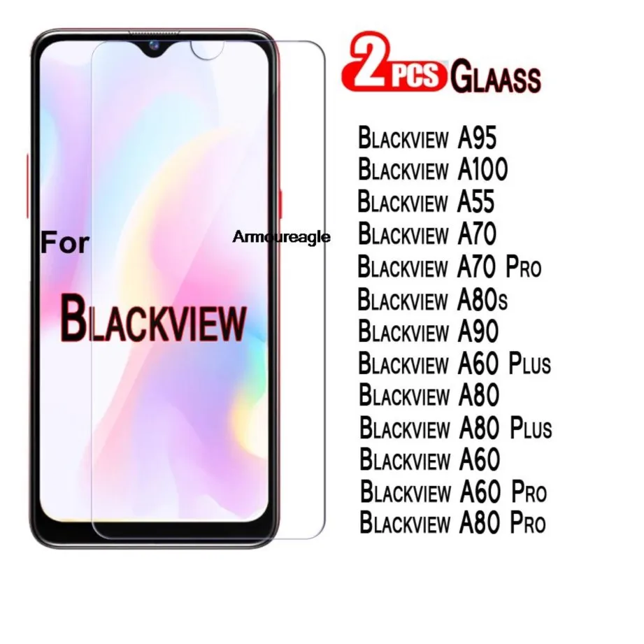2-1Pc Hd Glass Per Blackview A95 A55 A52 A100 A80S A80 A70 A60 Pro Plus Pellicola Di Copertura Su Blackview A 95 55 100 80 S 60 Screen Glass
