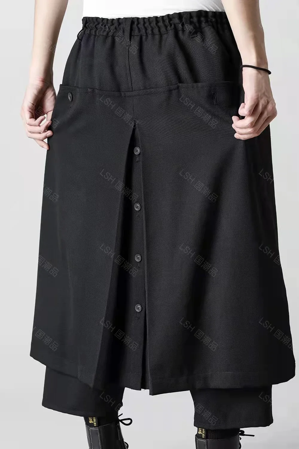 27-46 Men Women's Clothing Yamamoto Yoshi Style Dresses Woolen Double Layer Skirt Pants Culottes Plus Size Costumes