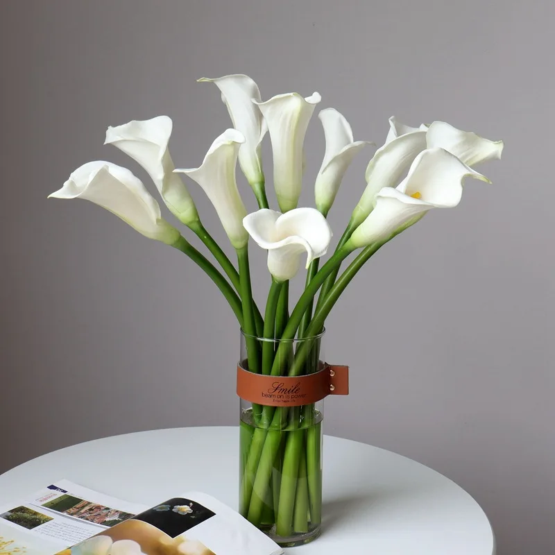 

7Pcs PU Long Branch Large Calla Lily Realistic Artificial Flowers Wedding Decor Flower Arrangement Home Party Calla Fake Flowers