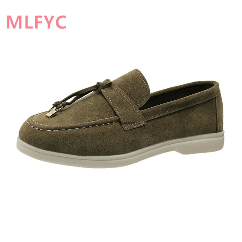 New Spring/Summer 2023 Women's Lazy Step on Flat Bottom Comfortable Low Heel Round Toe Large Single Shoe