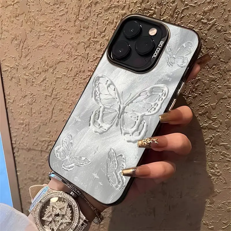 New 15 phone case metal butterfly iPhone 14plus quicksand 13promax burst 12 gilt 11 15promax 14promax 13promax 12promax 11promax