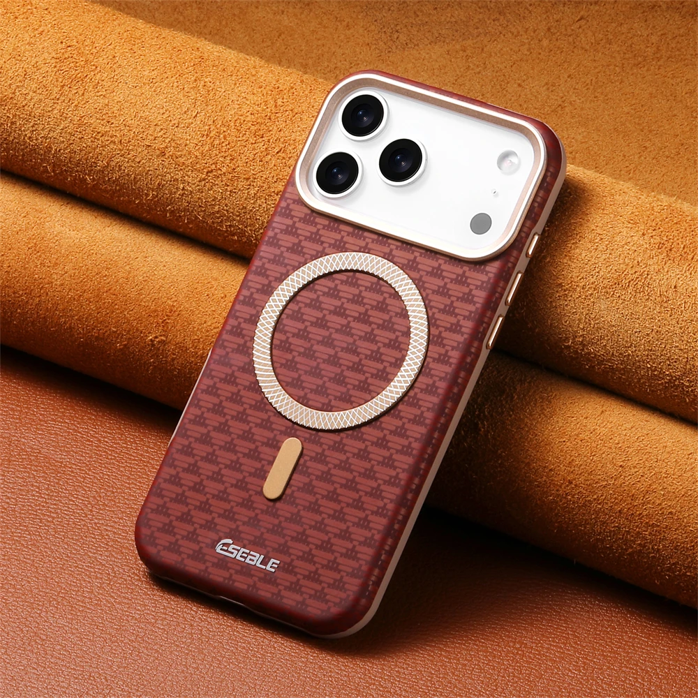 Luxury Magnetic Leather Phone Case with Magsafe - Wireless Charging & Shockproof Alloy Lens Cover