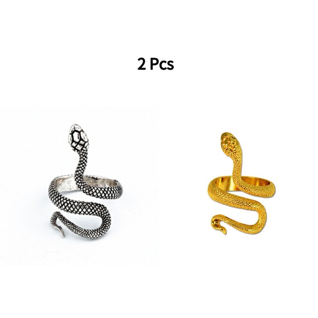 Punk Snake Ring for Men Women Exaggerated Antique Siver Color Fashion Personality Stereoscopic Opening Adjustable Rings