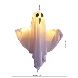 Glowing LED Hanging Ghosts with Fairy Lights - Indoor/Outdoor Halloween Decoration Prop (WHITE)