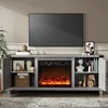 Fireplace TV Stand with Two Barn Doors and Storage Cabinets for Televisions 58 Inch, 3
