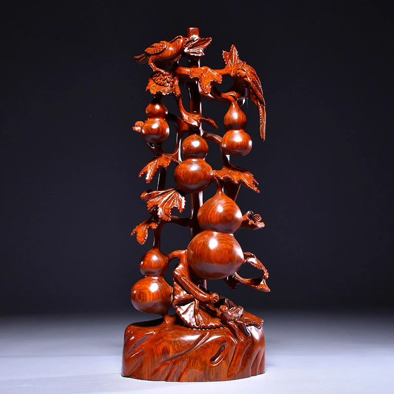 

rosewood carving five blessings gourd ornaments root carving mahogany Chinese living room decorations