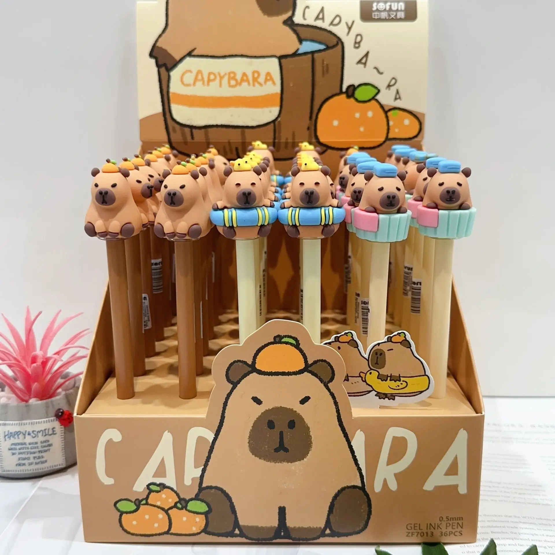 Set De 5 Bolígrafos Gel Capibara Borrables - 0.5mm Azul, Diseños Kawaii, Agarre Cómodo