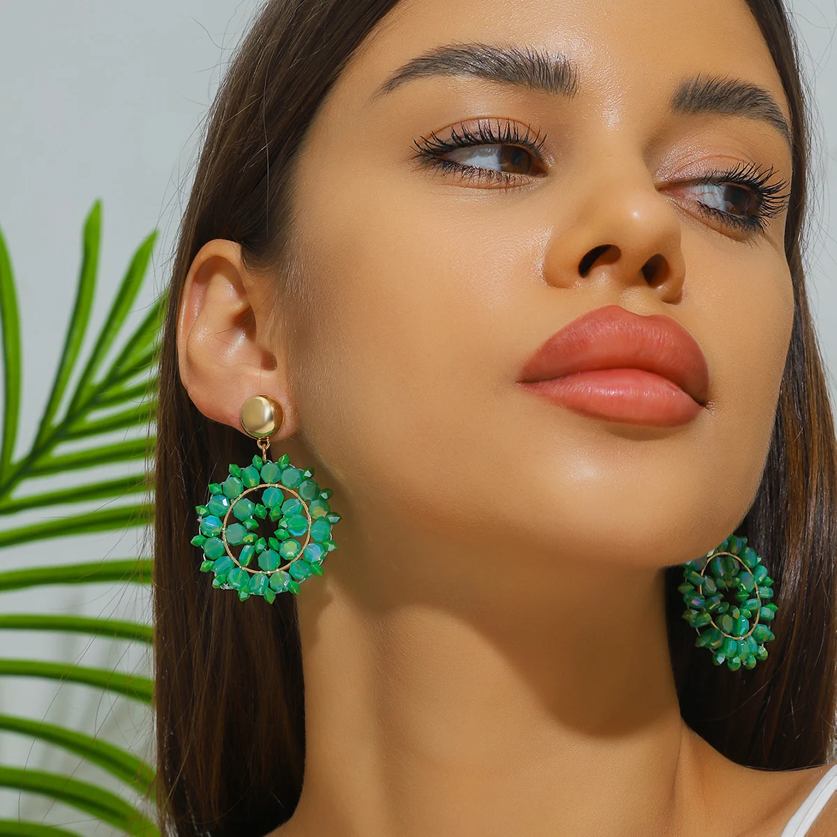 Trendy Multicolor Seed Beaded Drop Earrings for Women Girls Bohemain Style Flower Crystal Beads Dangle Earrings Party Jewelry