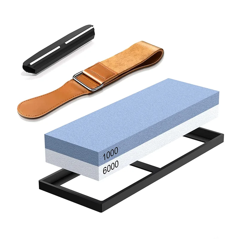 

Actual Grit Premium Material Sharpening Stone 2 Sides 1000/6000 Whetstone Set Kitchen Knife Sharpener Stone Wet Stones