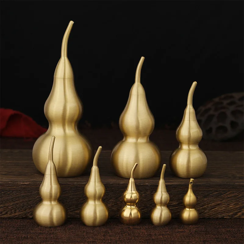 

Brass Cucurbit, Chinese Good Luck Wu Lou for Wealth Statue Collectible Figure Gourd Home Decoration Statue Sculpture