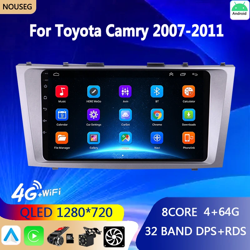 

Car Multimedia Player Stereo Radio for Toyota Camry 7 XV 40 50 2006-2011 4G Android 10 Carplay Navigation GPS Wifi