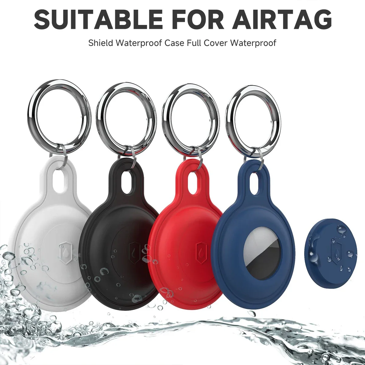Wasserdichte Hülle für Airtag-Schlüsselanhänger-Halterung mit Schlüsselring, Silikon, stoßfest, kratzfest, für Air Tag Tracker, Schutzhülle – Detail 4