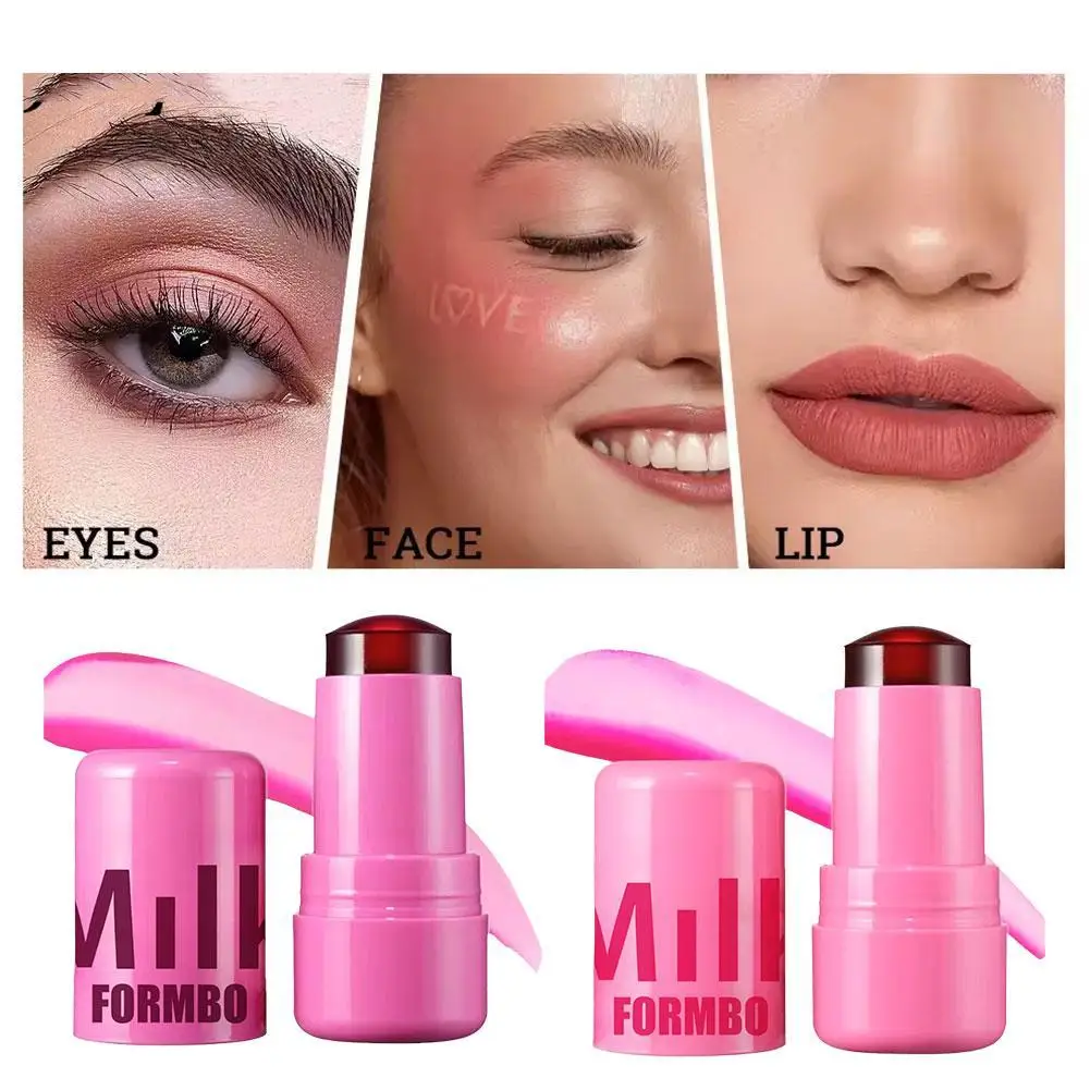 Lip Tint Makeup Cheek Blusher Milk Jelly Blush Stick 3-in-1 Moisturized Blusher Brighten Matte Facial Contour Rouge Moisturizing Flash Lip Tint Makeup