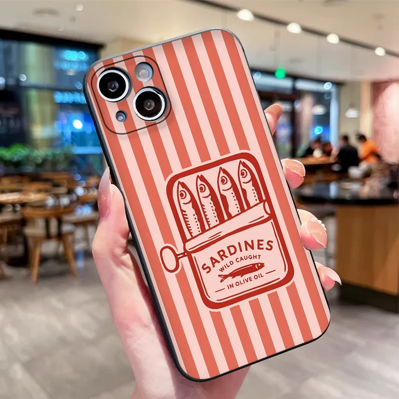 Cartoon Pink Blue Striped Sardines Phone Case: Soft and Stylish Cover