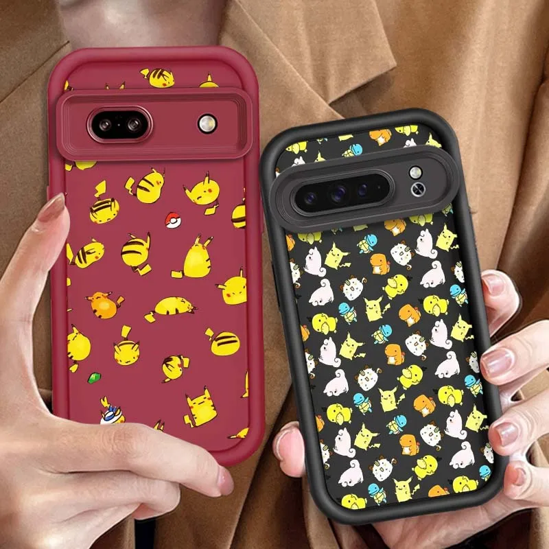 P-Pokemones P-Pikachus Anime Eye Ladder Shockproof Soft TPU Phone Case