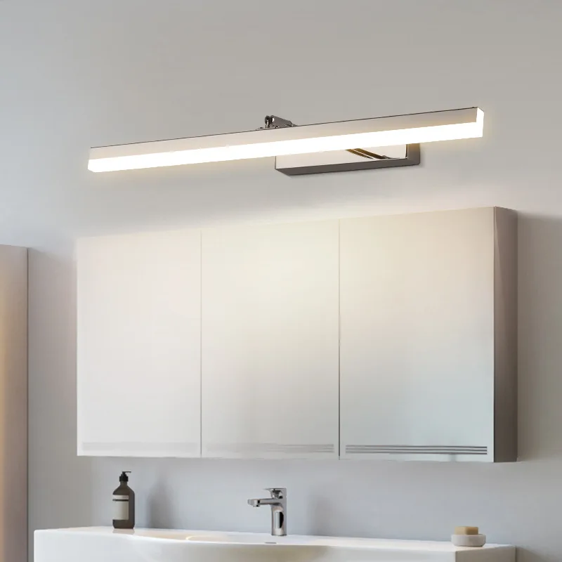 Modern LED Wall Lamp 40/50/60cm Mirror Light Long Strip Silver Wall Sconces Bathroom Toilet Home Decor Led Lighting Lamps Lustre