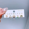5pcs/set Mixed Design Stud Earrings for Women Girls Gold Color Cubic Zirconia Princess Gift Jewelry 5