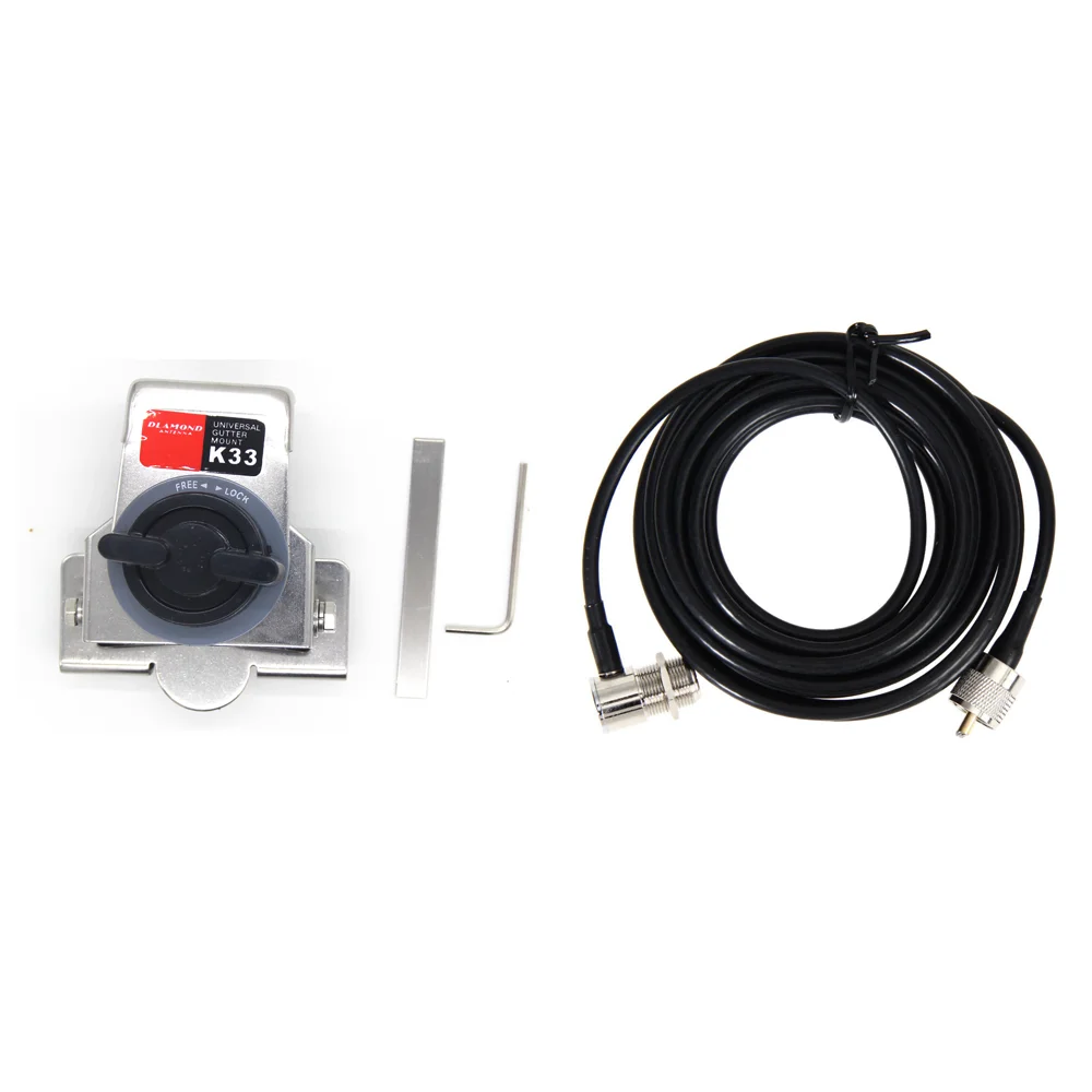 K-33 White Mobile car radio Antenna Mount Bracket Clip with 5M RG316/RG58 Extension Coaxial Feeder Cable for Kenwood Baofeng