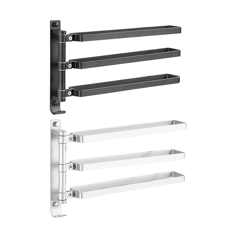 

Rotating Towel Bar Wall Mounted Storage Shelf for Bathroom Kitchen Waterproof Dropship