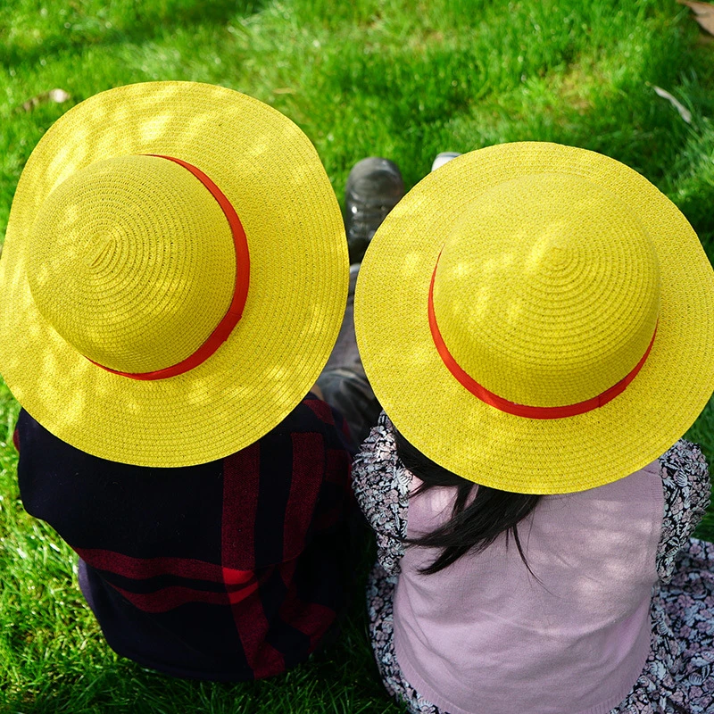 Anime Cosplay Hat Boy Girl One Piece Straw Neck String Luffy
