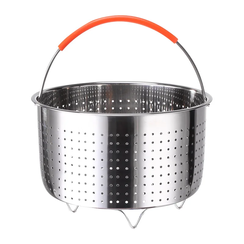 304 Stainless Steel Steamer Basket Instant Pot Accessories for 3/6/8L Instant Cooker with Silicone Covered Handle, steamer basket