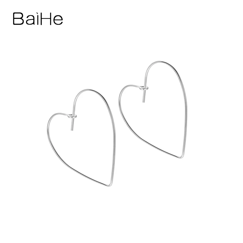 Baihe Solid 14K White/Yellow/Rose Gold Vogue Heart Grandi Orecchini Per Le Donne Fidanzamento Gioielleria Raffinata Trendy Paylor Beat4Uphere Agnetic 