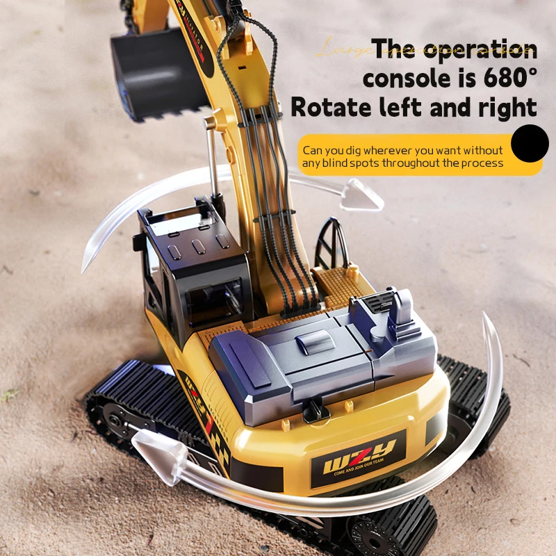 RC Excavator Truck Alloy 12/13/15CH  Engineering Vehicle Sound Spray Lighting 680 Rotation Car Kids Toys for Boys Christmas Gift