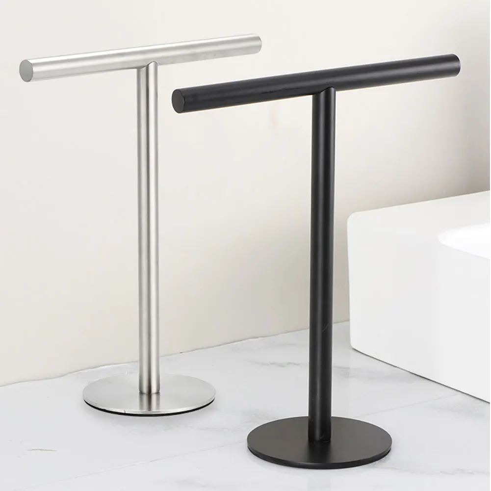 Description Picture 6 of itemBlack Standing Towel Rack Stainless Steel T-Shape Towel Bar Rack Countertop Towel Holder Display Stand for Bathroom Vanity