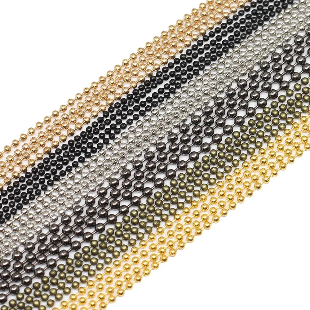Metal Ball Bead Chains 5m/lot 1.2 1.5 2.0 mm For Jewelry Making Supplies DIY Accessories