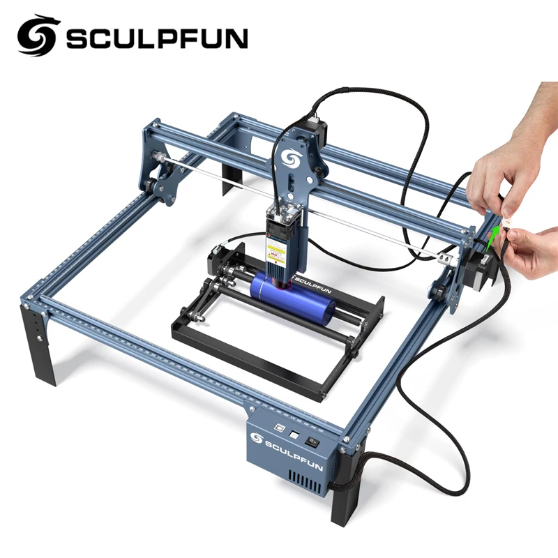 SCULPFUN S9 with Laser Rotary Roller 90W Effect Laser Engraving Machine Ultra thin Laser Acrylic