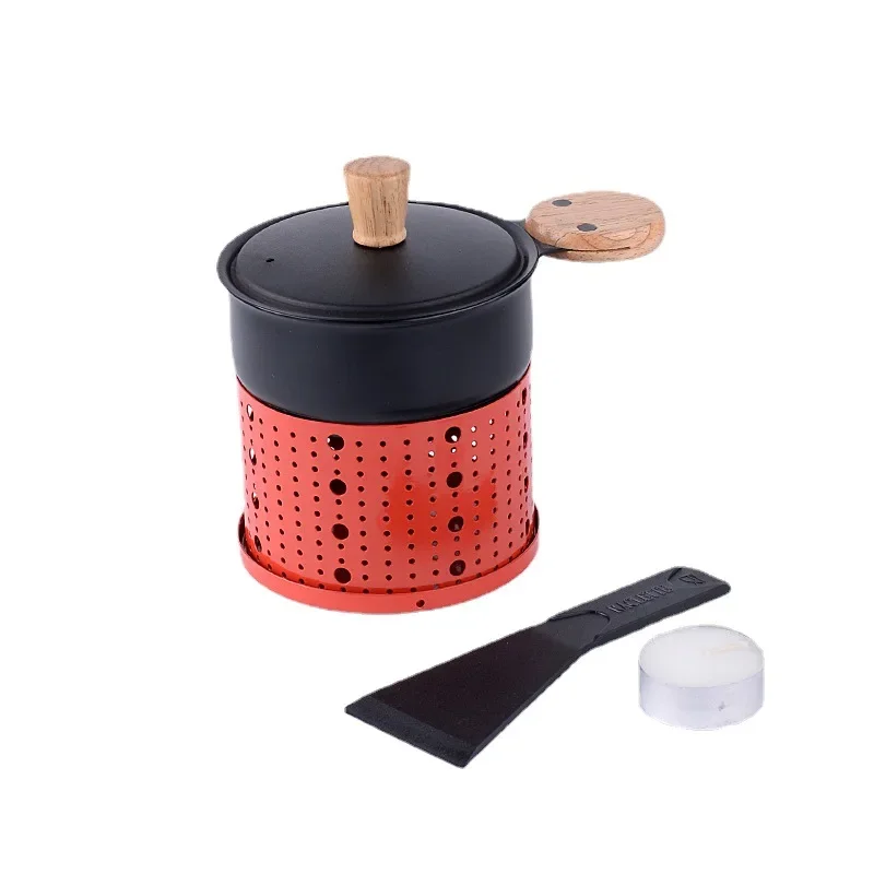 Cheese Raclette Fondue Pot Table Grill Cheese Ice Cream Chocolate Melting Hotpot Porcelain DIY Fondue Set Butter Melter Warmer