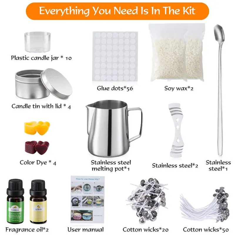 Candle Maker Candle-making Supplies Bulk Complete Set Pure Beeswax With Capacity Pot 10 Jars Soy Wax Candle Maker