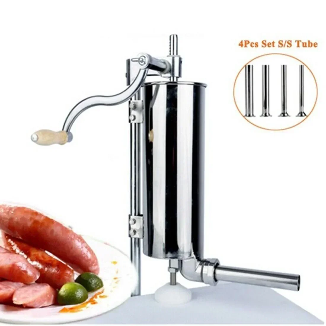 4Pcs Stainless Steel Sausage Stuffer Filling Tubes Funnels Nozzles Spare Parts Silver-Practical Kitchen Accessories sausage stuffer