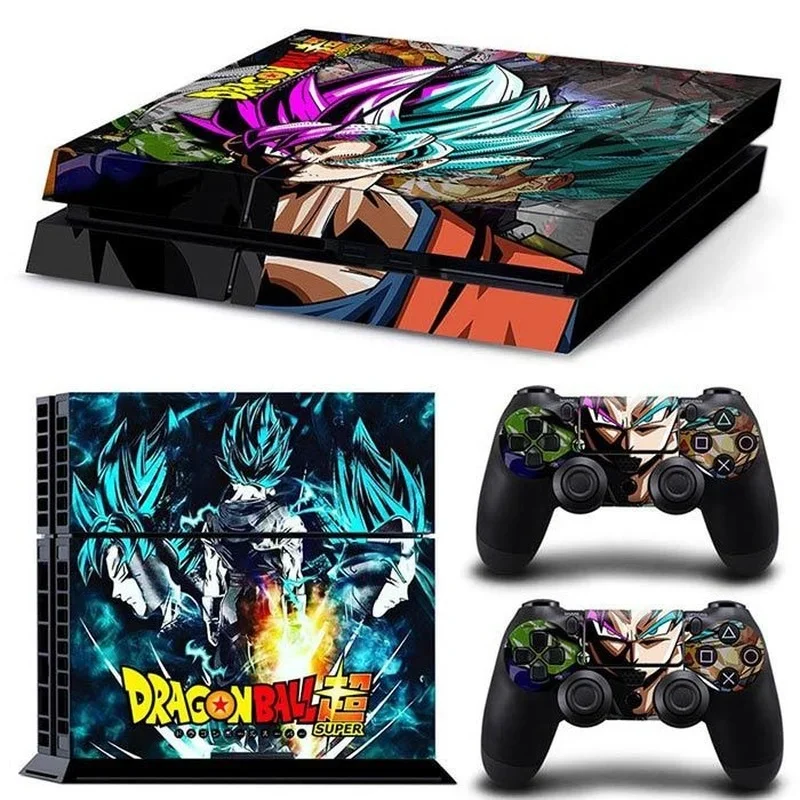 Dragon Ball Son Goku Game Console Stickers for PS4 Anime Color Decals for PlayStation 4 Controller Gamepad Full Body Film Skin ps4 game console stickers