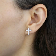 

Wholesale 925 sterling silver cross stud earring with cubic zircon paved x shape earrings for women lady earring jewelry