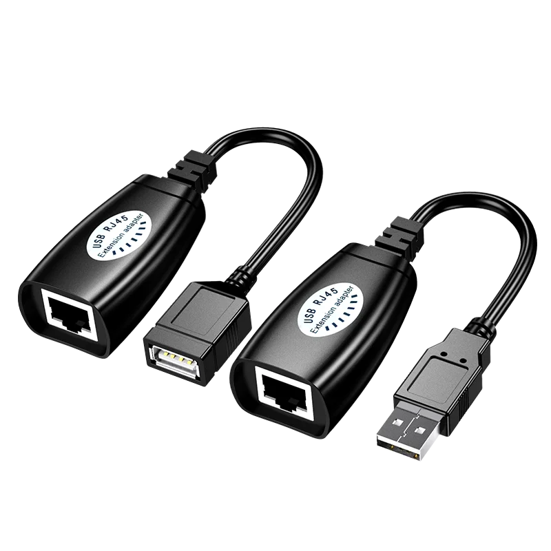 2Pcs USB to RJ45 LAN Cable Extension Adapter Extender Over Cat5 RJ45 Cat6 Patch Cord Black Networking Accessories usb cable usb extension cable usb adapter converter usb c extension cable