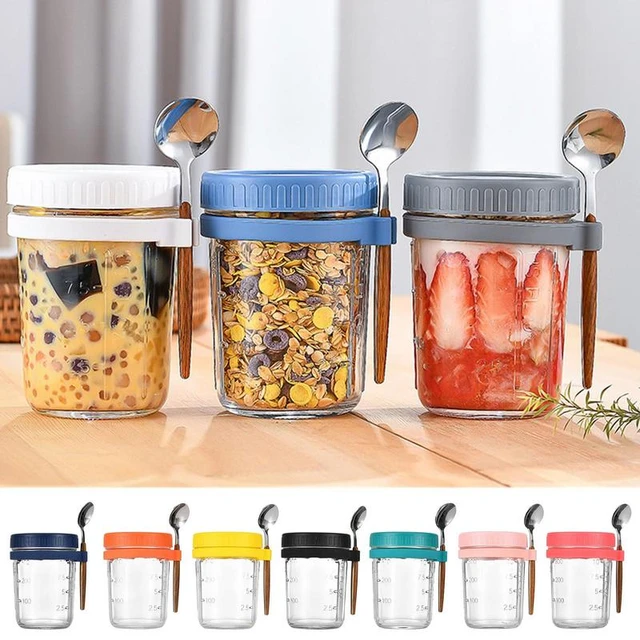 Overnight Oats Containers With Lids Airtight Oats Jars With Measurement  Marks Glass Containers For Milk Yogurt Cereal And Fruit - AliExpress