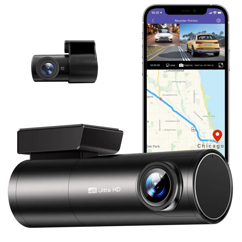 M300S Car Dual Camera Full Qhd 2Ch Wifi Voice Control Dash Cam 360 Rotante Wdr Con Super Night Vision 2160P 4K Dashcam