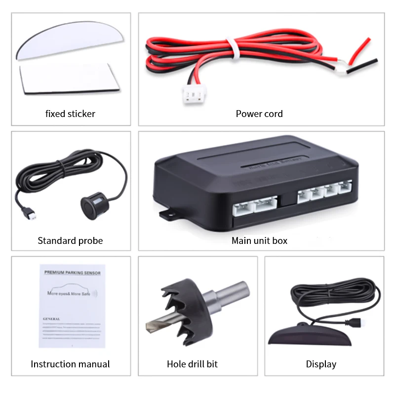 Car LED Parking Sensor Kit 4 Sensors 22mm Backlight Display Reverse Backup Radar Monitor System 12V 8 Colors