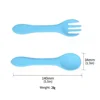2PCS Food Grade Silicone Baby Spoon Fork Children Silicone Tableware Spoon Baby Food Supplement Fork Spoon Set Baby Tableware 6