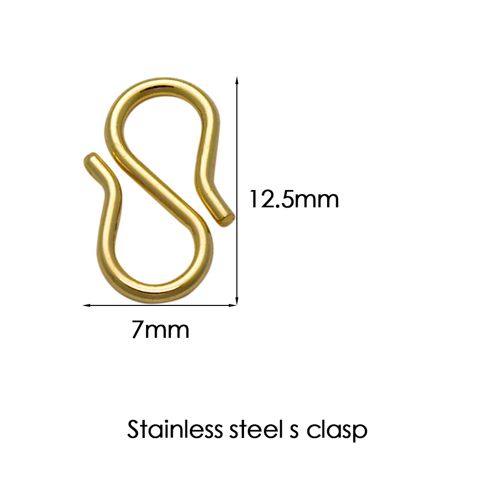 60pcs 2 Colors S-Hook Necklace Clasp 304 Stainless Steel Chain Clasps Metal  S Hooks Clasps Connectors S-Shaped Hook for Necklace Bracelet Jewelry