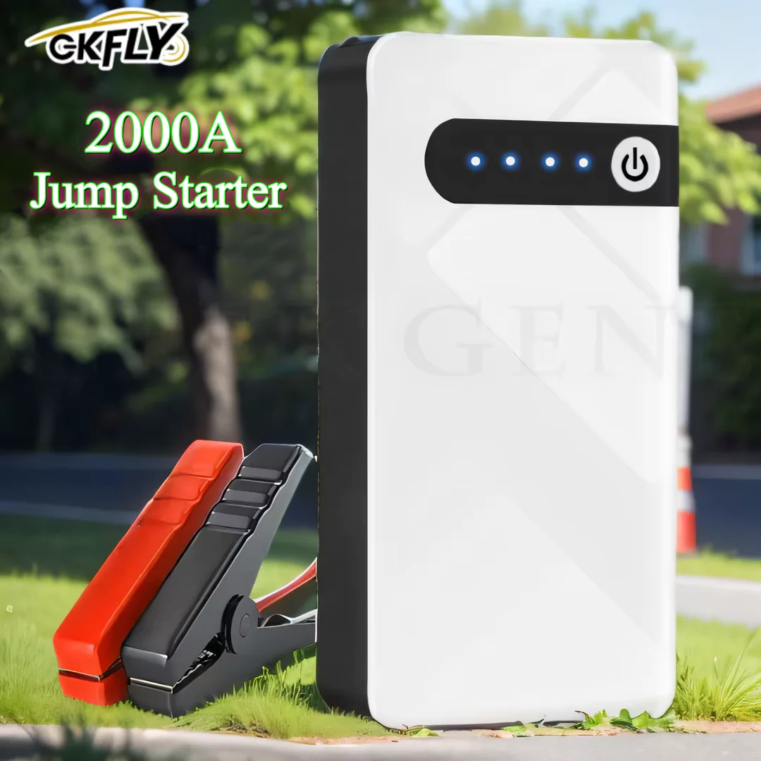 GKFLY 12V Tragbarer Auto-Starthilfe 2000A Auto-Batterie-Booster-Ladegerät Auto-Notfall-Booster 44,4Wh Powerbank Startgerät