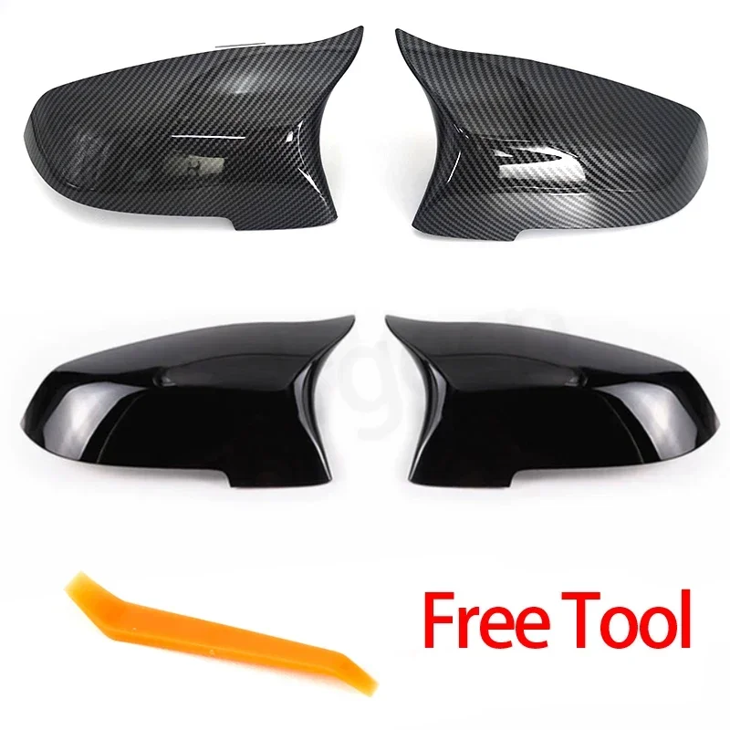 2x Carbon Fiber Look Black car Rearview Side Mirror cover Caps for BMW 5 6 7 Series F10 F11 F18 F07 F12 F13 F06 F01 F02 LCI
