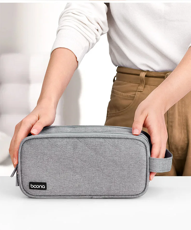 Powerful Dual Layer Cable Organizer Bag For Laptop Accessories With Quick Access