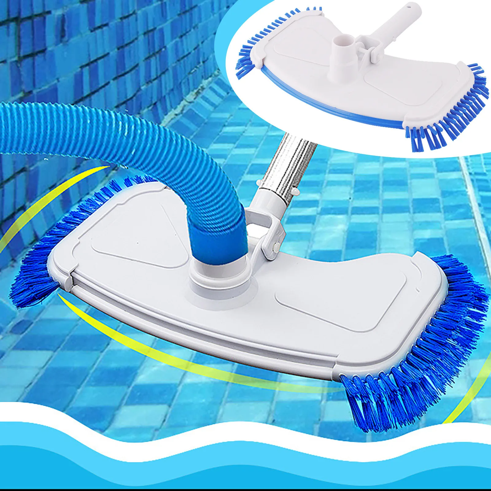 Pool Cleaning Brush Vacuum Head Brush Cleaner Pool Suction Head Brush Cleaner Tool Parts Reinforced Suction With Side Manual pool cleaning tool pool cleaning brush